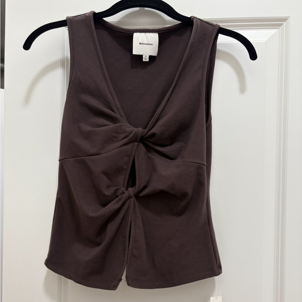 Reformation Dark Brown Knotted Tank Top